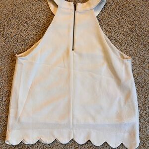 Monteau White High Neck and Scalloped Bottom Tank Top